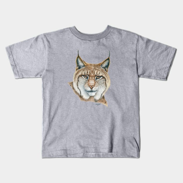 Lynx Kids T-Shirt by Dave Bartholet Wildlife Art